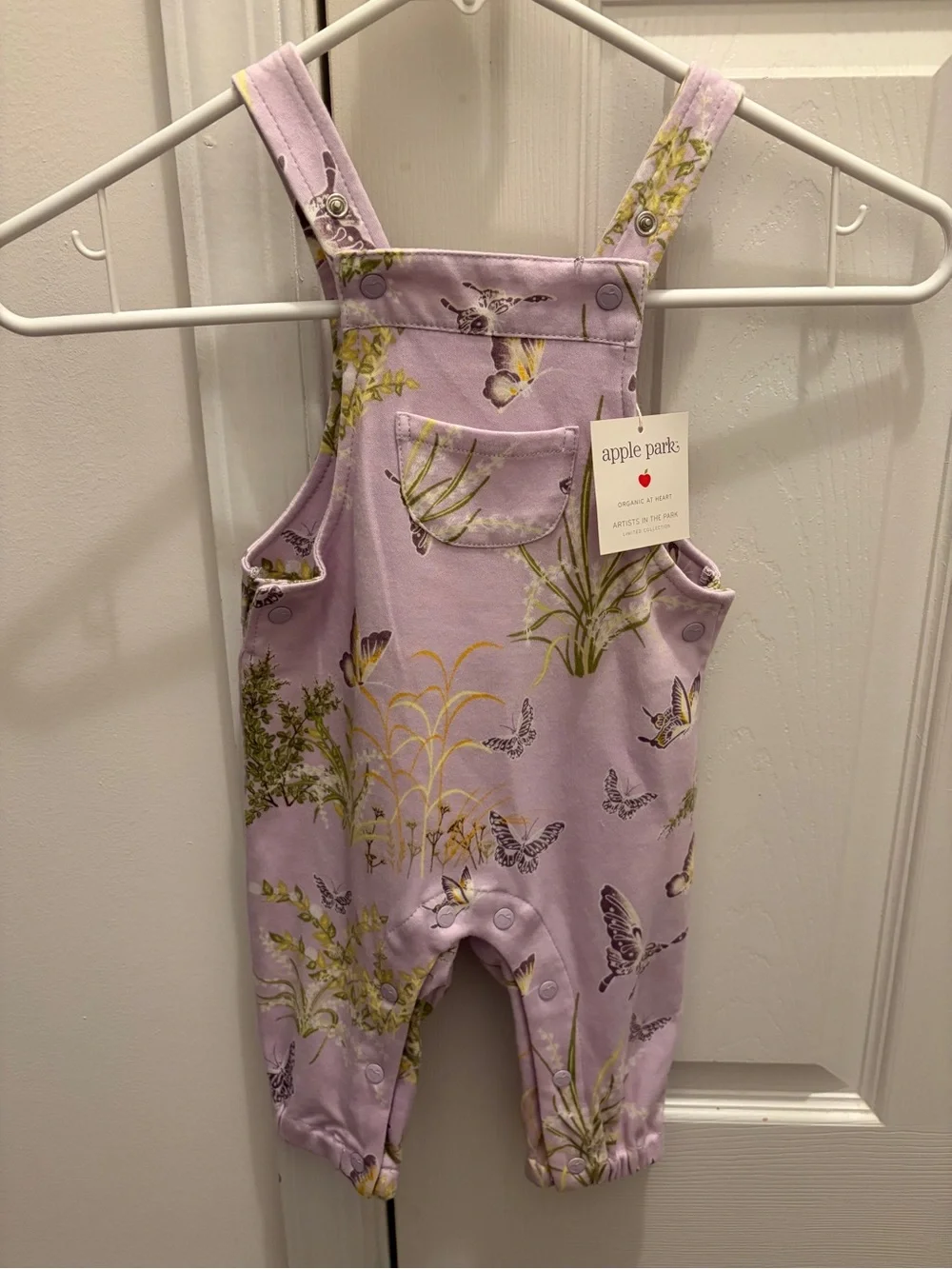 Apple Park Lavender Butterfly Overalls for Kids